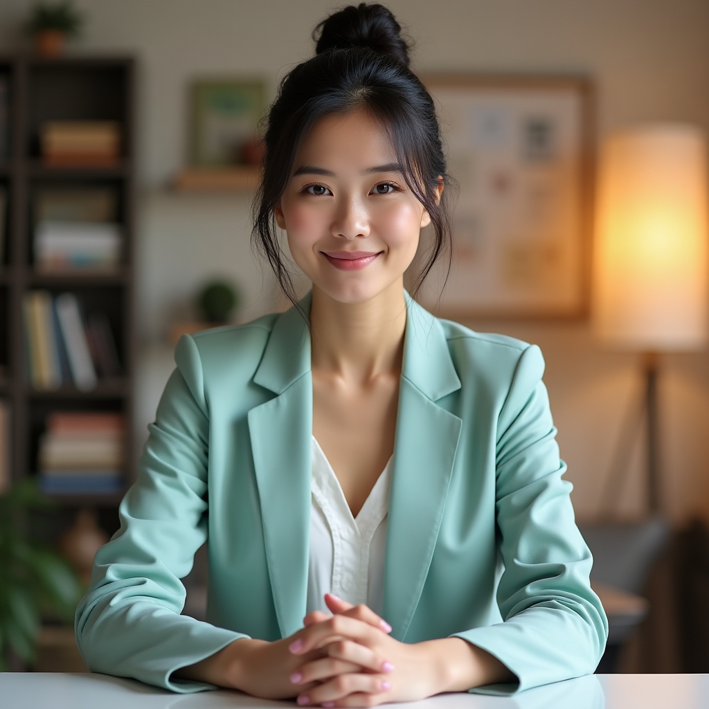 Sarah Chen, Lead Editor, reviewing gift card policy documents at her desk